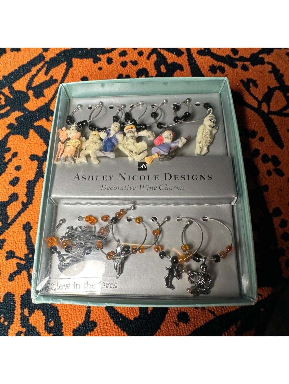 Set of 12 Ashley Nicole Wine Charms Halloween Themed